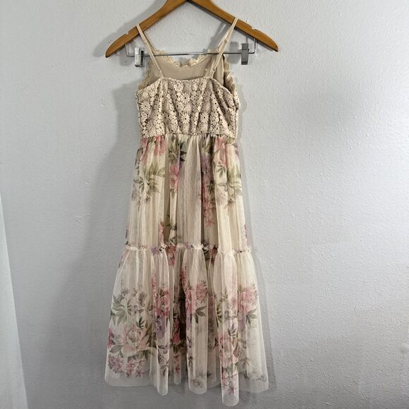 Zunie Dress Kids Floral 8 Tulle Tiered Ball Gown Formal Party Holiday - Picture 4 of 10